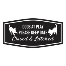 Motto Lita Fancy Paws Dogs at Play Please Keep Gate Closed & Latched Sign (Nero) - Medio