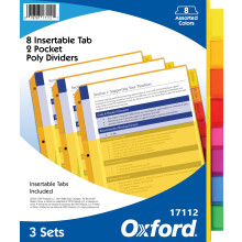 Oxford heavy-duty plastic mapverdelers met 8 tabbladen en vakken voor drie ringmappen - essentieel voor terug naar schoolbenodigdheden en organisatie