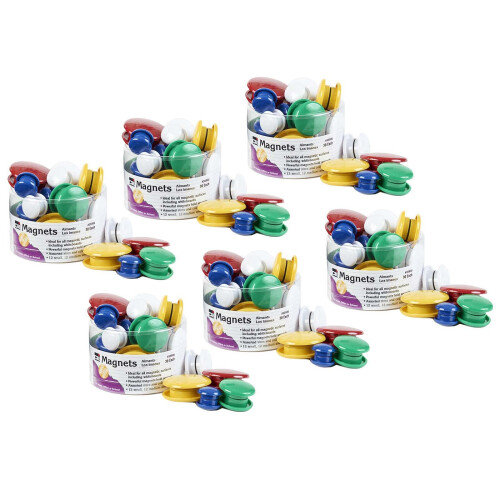 Charles Leonard Assorted Round Magnets 30 Per Pack 6 Packs