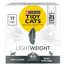 Purina Tidy Cats Lichtgewicht 4-in-1 Sterkte Multi-Cat Geurbestrijding Klonterend 99,9 procent stofvrij kattenbakvulling - Doos van 17 lb