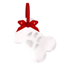 Tiny Ideas Ornamento di osso con impronta di zampa di cane natalizio Kit per impronte di argilla fai-da-te Ornamento per albero di Natale di cane