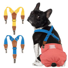 Huisdier Zachte Hond Bretels 2 Stuks Vrouwelijke Hond Luier Bretels voor Honden Luier Keeper Bretel voor Doggy Rok Jurk Luiers (Goud & Blauw XS/S)