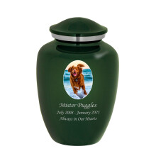 Mainely Urns Homage Urna de cremacin para cenizas de mascotas, tamao mediano, con foto personalizada, urna para mascotas estilo jarrn, capacid