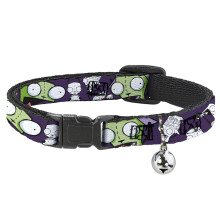 Nickelodeon Katzenhalsband, Breakaway-Halsband mit Glöckchen, Invader-Zim-Gir-Posen und Skizze, Lila, 21,6 bis 30,5 cm, 1,3 cm breit