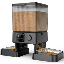 5L Automatic Cat Feeder with Timer for 2 Cats, Knob Model Automatic Feeders for Cats Dogs, Automatic Memory 10s Voice Recordings Dry Food Timed Cat