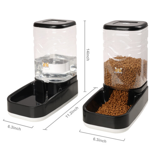 Elevon Automatic Cat Feeder Gravity Foder og Vand Dispenser Sk?l S?t til sm? mellemstore hunde Dyr Pet Feeder Dispenser Opbevaringsfoder 3,8L Sto 1
