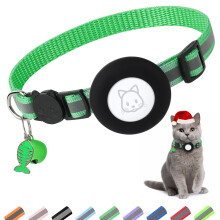 Airtag-Katzenhalsband, Air-Tag-Katzenhalsband mit Glöckchen und Sicherheitsschnalle in 3/8 Zoll Breite, reflektierendes Halsband mit wasserdichtem Ai