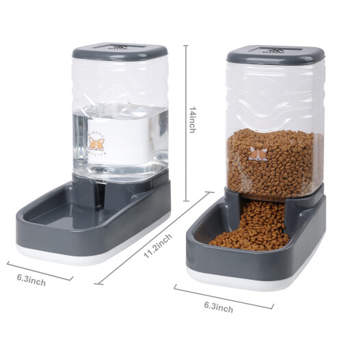 Elevon Automatic Cat Feeder Gravity Foder og Vand Dispenser Sk?l S?t til sm? mellemstore hunde Dyr Pet Feeder Dispenser Opbevaringsfoder 3,8L Sto 1