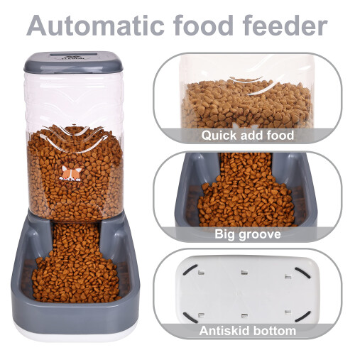 Elevon Automatic Cat Feeder Gravity Foder og Vand Dispenser Sk?l S?t til sm? mellemstore hunde Dyr Pet Feeder Dispenser Opbevaringsfoder 3,8L Sto 2