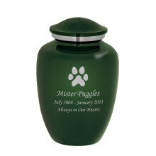 Mainely Urns Homage Urna per cremazione media con incisione personalizzata della zampa di cane per ceneri di animali domestici - Urna per animali