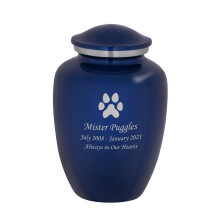 Mainely Urns Omage Urna per cremazione di grandi dimensioni con incisione personalizzata della zampa di cane per ceneri di animali domestici - Ur