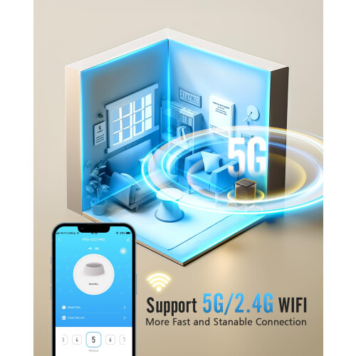 oneisall automatisk kattefoderautomat med 5G WiFi Automatisk kattefoderdispenser til 2 katte Sm? k?ledyr 20 kopper/5L tidsindstillet t?rfoderauto 1