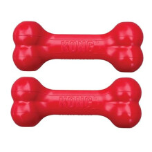 KONG Goodie Bone - Classic Durable Natural Rubber Dog Bone Supports Mental Engagement - Treat Dispensing - Red - for Small Dogs (Pack of 2)