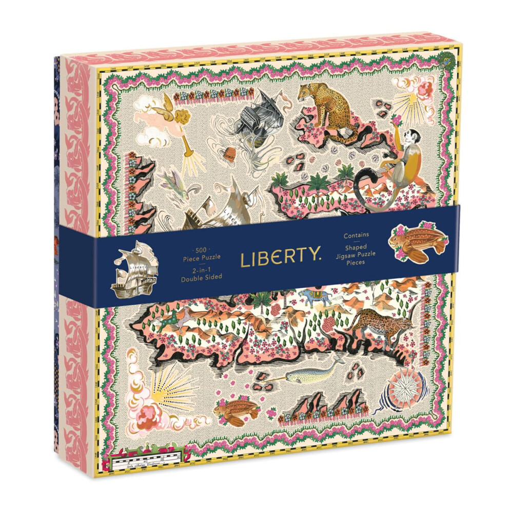 Galison Liberty London Maxine 500 Piece Double Sided Puzzle With Shaped Pieces - Book