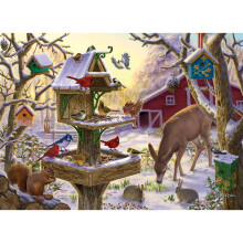 Bits and Pieces - Grand Puzzle de 300 Pièces pour Adultes - Festin au Lever du Soleil - Animaux, Scène d'Hiver