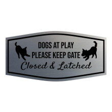 Devise Lita Fancy Paws Dogs at Play Please Keep Gate Closed & Latched Sign (Argent bross) Grand format