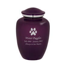Mainely Urns Omage Urna per cremazione di grandi dimensioni con incisione personalizzata della zampa di cane per ceneri di animali domestici - Ur