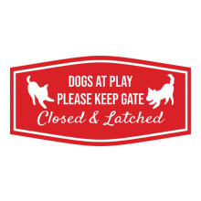 Motto Lita Fancy Paws Dogs at Play Please Keep Gate Closed & Latched Sign (Rosso) - Piccolo