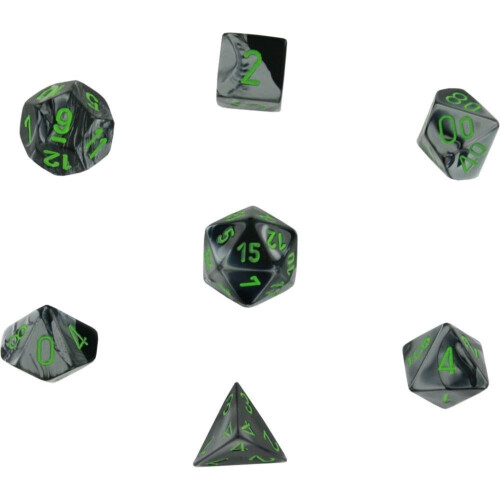 Chessex CHX26445 Wόrfelset Gemini Schwarz/Grau/Grόn 1