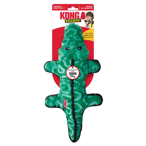 KONG KONG Ballistic Langlebiges Quietsch-Hundespielzeug (Alligator) 2