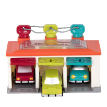 Battat BT2633Z Shape Sorting Garage with Keys and 3 Toy Cars for Toddlers 2 Years + (5-Pcs)