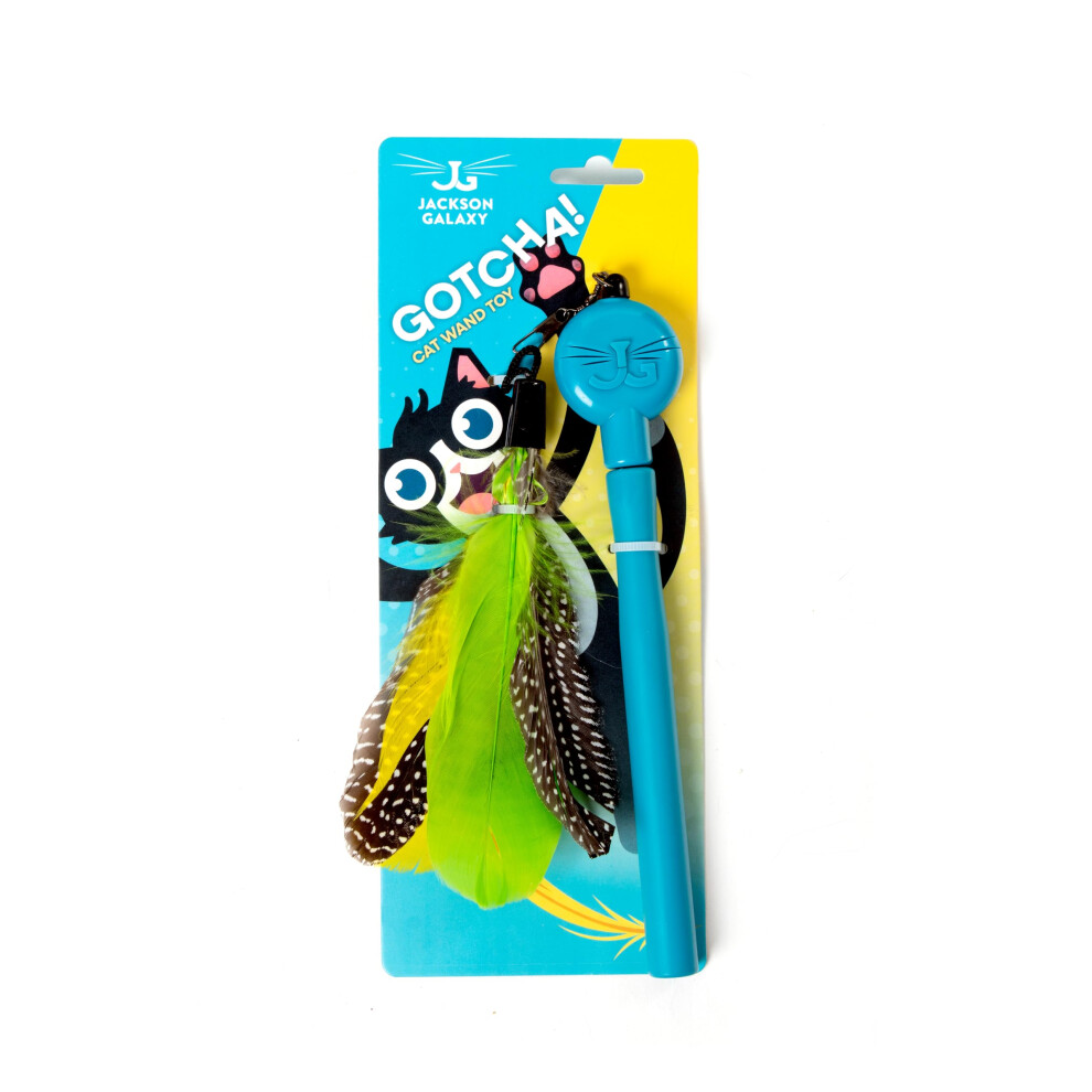 Jackson Galaxy Gotcha! Cat Wand Toy - Interactive Cat Toy Feather Wand