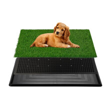 FluffyDream Hondengrasmat met lade 16""x20"""" Kunstgras 3-laags systeem Trainingspad Pee Pads voor honden Geurvrije hondenbak voor binnenbalkon App