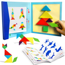 BEESTECH Tangram Puzzle in Legno Libro Giochi da Viaggio per Bambini in Auto Aereo o da Portare al Ristorante Puzzle Educativi di Apprendimento G