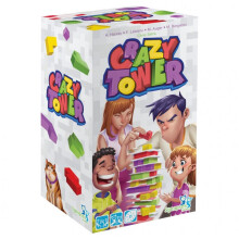 Crazy Tower - Wooden Blocks Tower Building Stacking Kids Game with a Twist of Cards - Blocks Must Cover White Squares Only Avoid Tumbling The Tower 1-