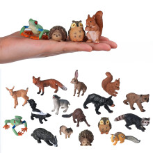 Flormoon Sm?dyrsfigurer til b?rn 16 STK Realistiske skovdyr Babyfigurer Skovdyrsfigurer P?dagogisk leget?j til videnskabsprojekt Kagefestindretni
