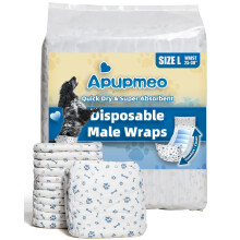 Apupmeo Pannolini Usa E Getta per Cani Maschili Avvolge Grandi 50 Pannolini Super Assorbenti per Cani Maschi con Segni di Incontinenza o Minzione