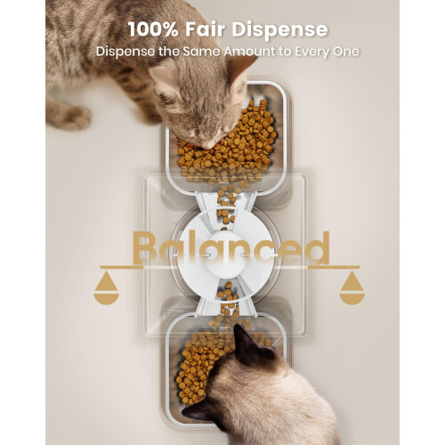 oneisall automatisk kattefoder til 2 katte 20 kopper/5L automatisk kattefoderautomat til sm? k?ledyr Indend?rs tidsindstillet kattefoder til t?rf 2