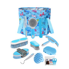 Harrison Howard Kit per toelettatura cavalli 11 pezzi Serie Equine Care Set di spazzole per cavalli con organizer Borsa per la selleria Forniture