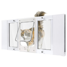 Alumiininen lemmikkielinten ovi ikkunoille, leveys sdettviss ikkunan leveyden mukaan 31""""-36"""" 10 minuutin Cat Door -ikkunan asennus Cats-ovi ik