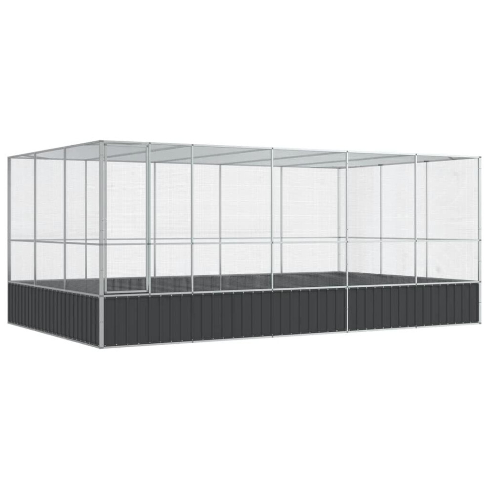 Vidaxl Aviary With Extension Bird Cage Walk In Chicken Run Coop Silver Steel