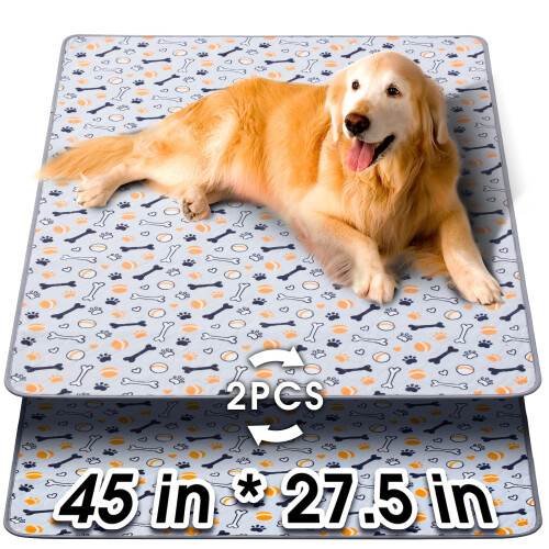 Hompet Wasbare Plaspads voor Honden, 45"x27.5", 2-Pack Dikke Herbruikbare Plaspads