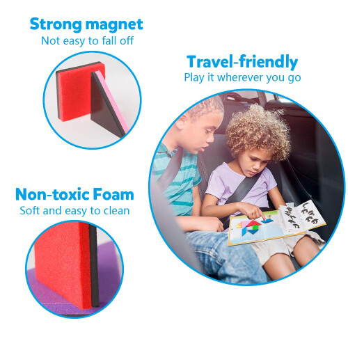 Coogam Ταξιδιωτικό Παζλ Tangram - Μαγνητικό Βιβλίο Σχημάτων για Παιχνίδι στο Δρόμο 2