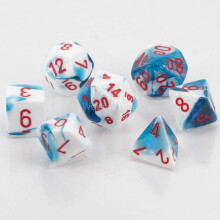 Set de dés D&D-Chessex 16mm Bleu Astral, Blanc et Rouge - 7 dés polyédriques