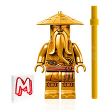 LEGO NINJAGO Legacy minifiguur - Sensei Wu (Gouden Ninja ter ere van 10-jarig jubileum) met gouden staf 71741