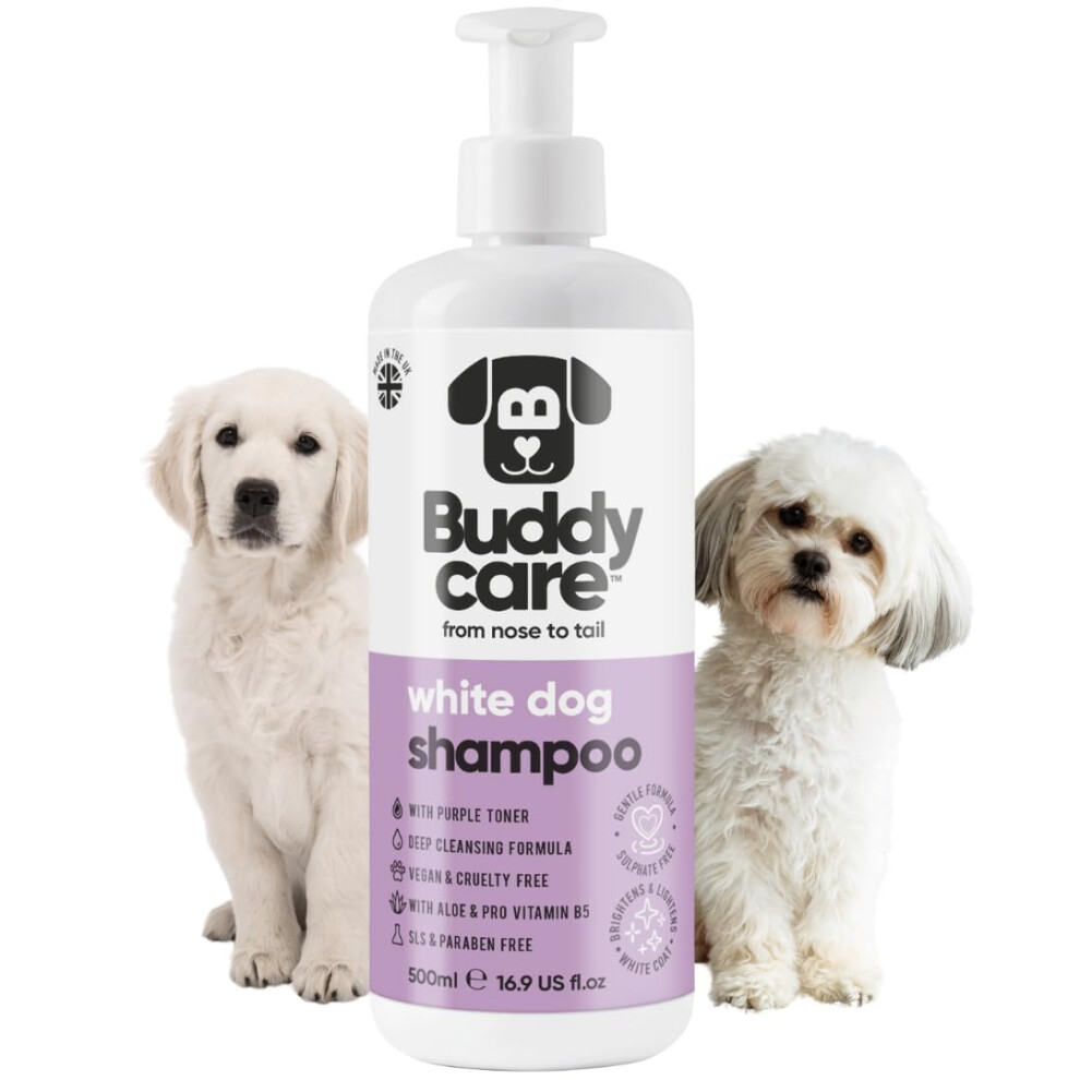 Buddycare Dog Shampoo By | Brightening And Ning Shampoo For Dogs | Deep Cleansing, Fresh Scented | With Aloe Vera And Pro Vitamin B5 (500Ml White