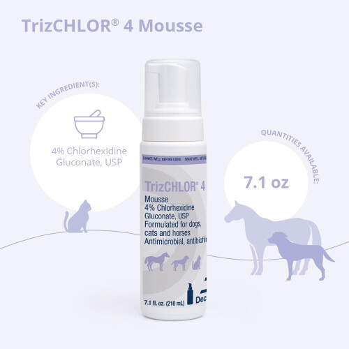 TrizCHLOR 4 Mousse per cani, gatti e cavalli 7,1 once 2