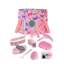 Harrison Howard Kit per toelettatura cavalli Serie Equine Care da 11 pezzi Set di spazzole per cavalli con organizer Borsa per la selleria Fornit