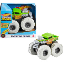 Hot Wheels Monster Trucks Twisted Tredz Vehículos, Camión de Juguete 1:43 con Motor Retroceso y Ruedas Gigantes