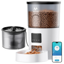 IMIPAW Alimentador automtico para gatos y dispensador de agua WiFi Dispensador de alimentos secos temporizado APP Control remoto Porciones progr