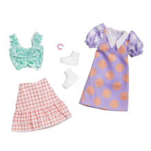 Barbie Mode 2er-Pack, 2 Outfits & 2 Accessoires: Polka Dots Bluse & Karo Rock