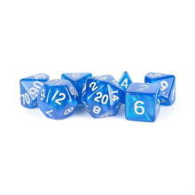 Metallic Dice spellen LIc181 Poly Stardust Dobbelset, Blauw & Zilver - Set van 7
