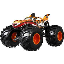 Hot Wheels Monster Trucks Tigre Shark Gigante, Camión de Juguete 1:24, Negro