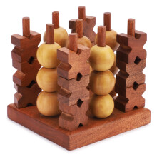 Ajuny 3D Wooden Tic Tac Toe Board Game for Indoor Outdoor Travel Rustic Coffee Table Decor Games - Ideal Gift for All Ages Strategy 2 Players Night