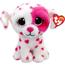 TY Beanie Beau - Vit Valentinhund med Hjärtan - 6"