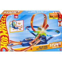 Hot Wheels Pista per macchinine Set Pista acrobatica per incidente a mezz'aria con booster motorizzato per macchinina pressofusa in scala 1:64 pe